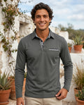 Jack - Classic Men's Check Collar Polo Long Sleeve Smart Casual Wear