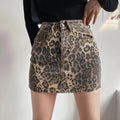 Amber - Leopard Print Denim Mini Skirt