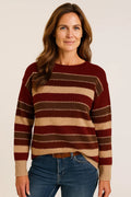 Aurora - Women's Statement Striped Knit Sweater with Round Neck