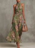 Bella - Floral Halter Maxi Dress