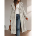 Eve - Cable Knit Plush Hooded Longline Coat for Women