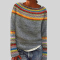 Georgia - Women's Nordic Knit Pullover Sweater in Colorful Pattern