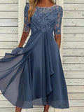 Kelsey - Lace Overlay Midi Dress