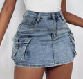 Natalie - Denim Cargo Mini Skirt