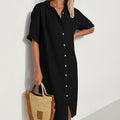 Paige - Linen Shirt Dress with Button Closure