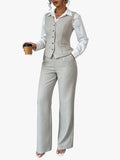 Violet - Two-Piece Set with Buttoned Vest and High-Waisted Pants