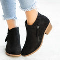 Vivian - Suede Ankle Boots for Women with Block Heel and Fringe Zip