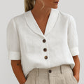 Whitney - Button-Front Short Sleeve Blouse