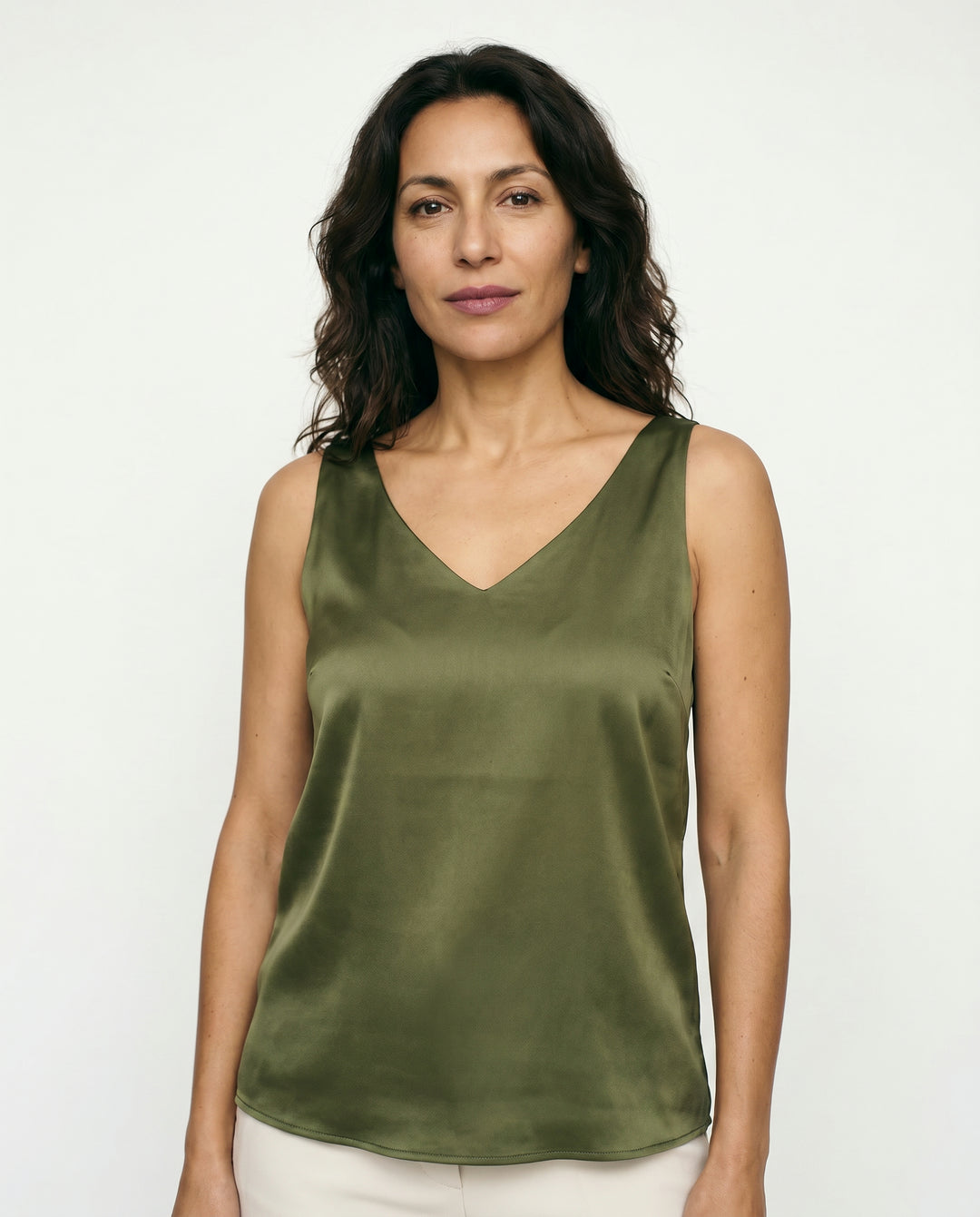 leah-satin-v-neck-tank-olive-green-1