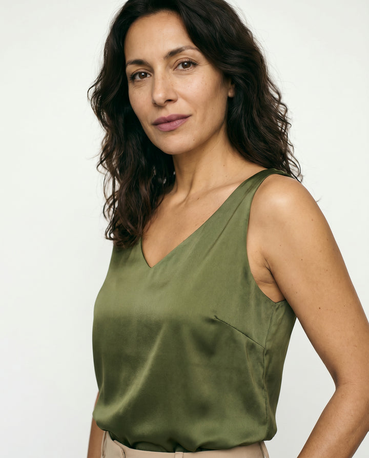 leah-satin-v-neck-tank-olive-green-2