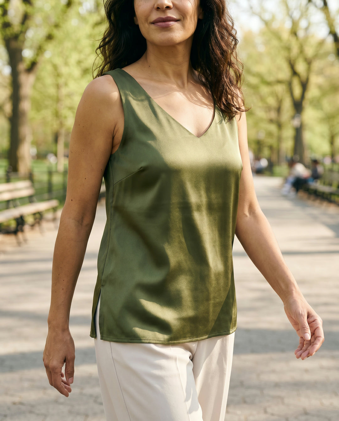 leah-satin-v-neck-tank-olive-green-5