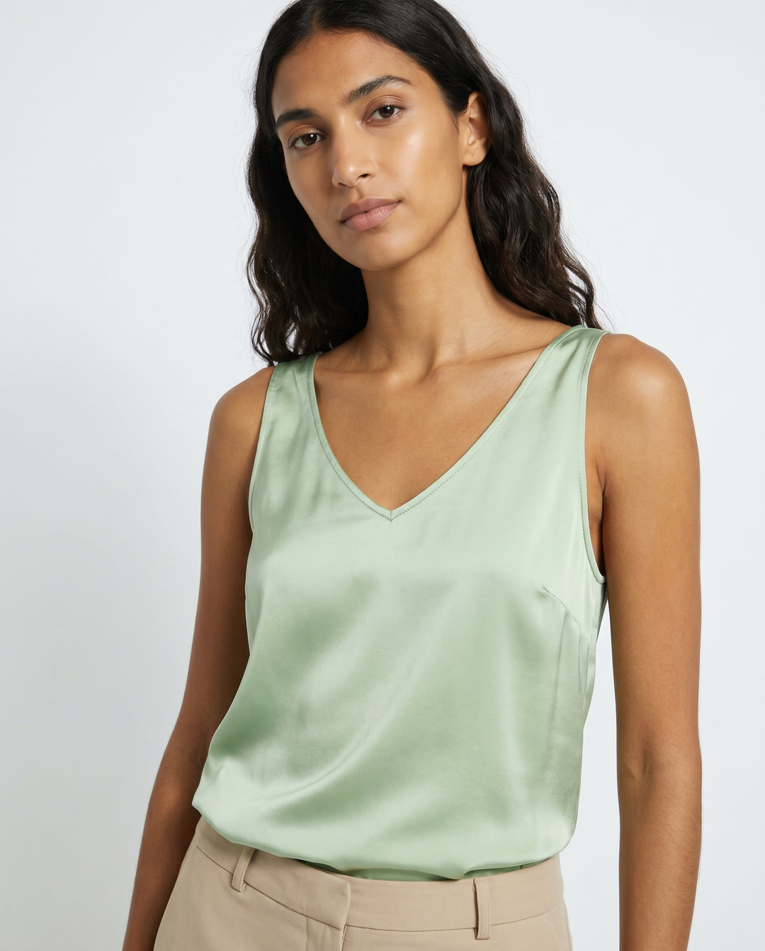 leah-satin-v-neck-tank-light-green-3