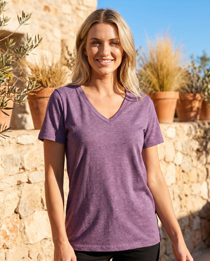 Mia - Relaxed V-Neck Tee — hero shot