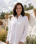 Iris - Refined Linen Button-Front Blouse