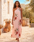 Ella - Floral Maxi Dress Elegant Asymmetrical Halter