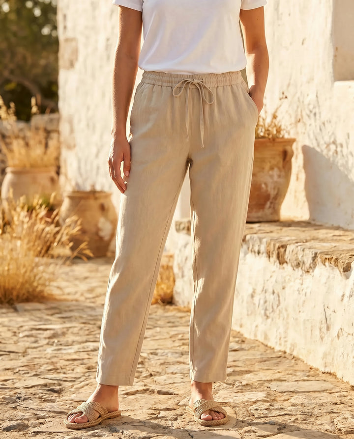 Bella - Linen Drawstring Pants — hero shot