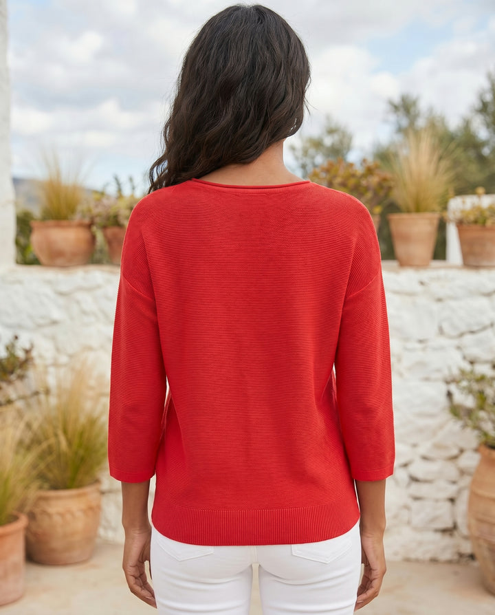 ella-knit-3-4-sleeve-top-red-2