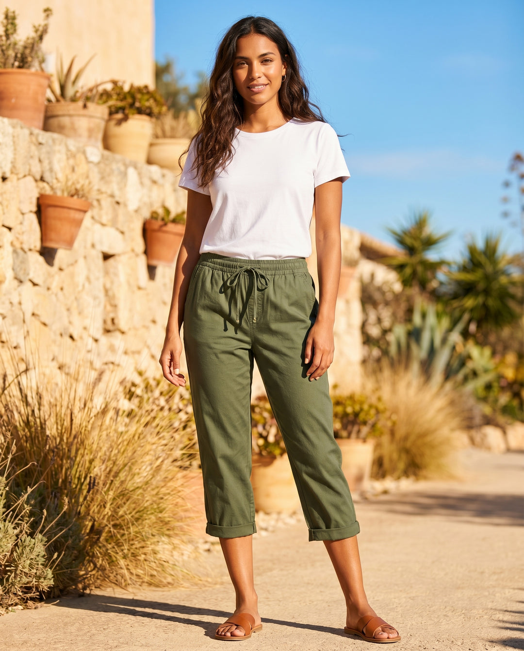 giselle-relaxed-capri-pants-army-green-3