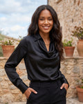 Ava - Sophisticated Satin Waterfall Blouse