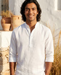 Men's Linen Henley Shirt – Breathable Casual Wear – Versatile Summer Outfit