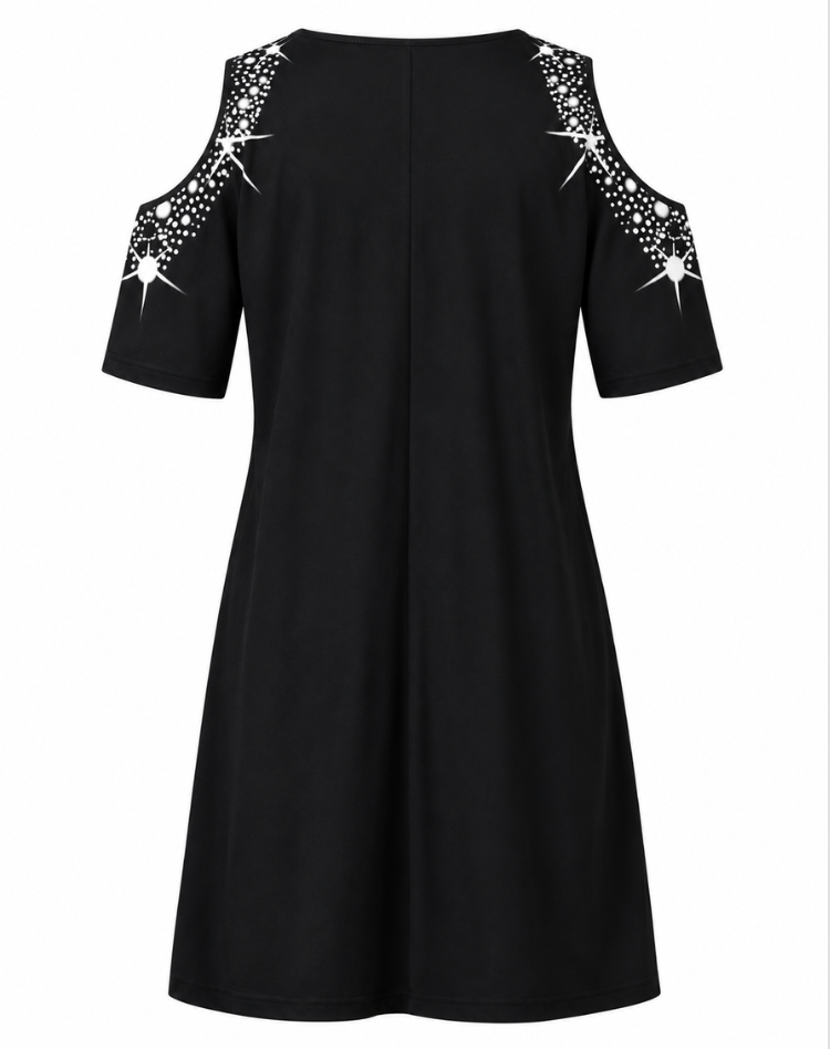 Ruby - V-Neck Cold Shoulder Sparkle Dress