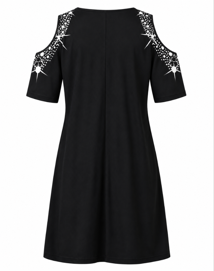 Ruby - V-Neck Cold Shoulder Sparkle Dress