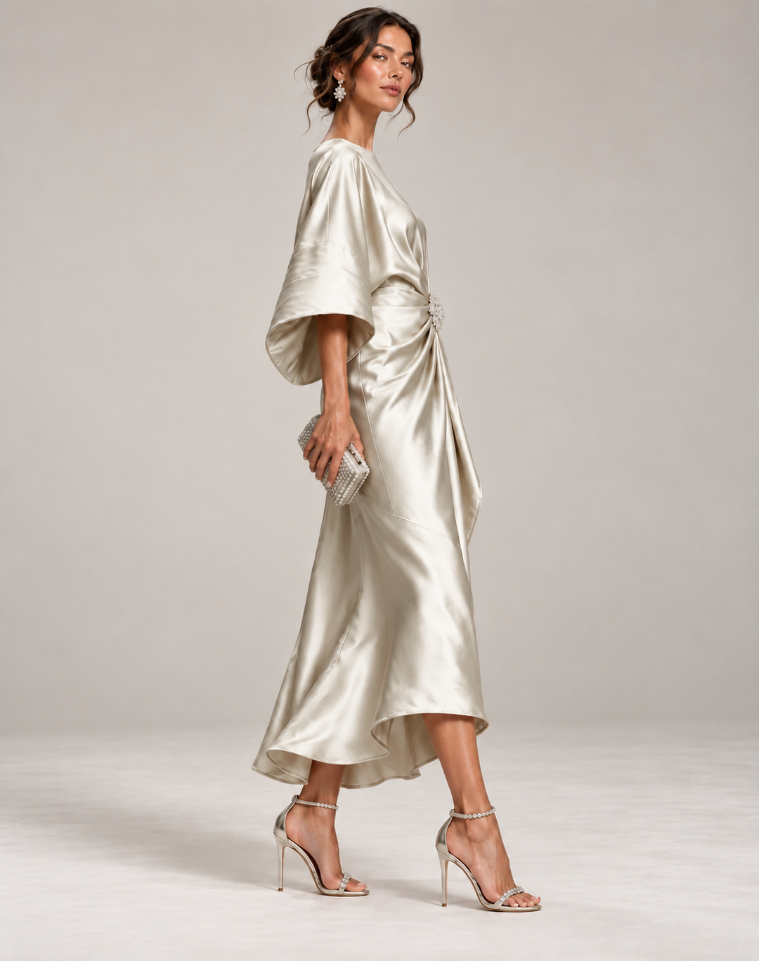 Mila - Smooth Satin Maxi Dress Wedding Guest Bridesmaid Evening Gown