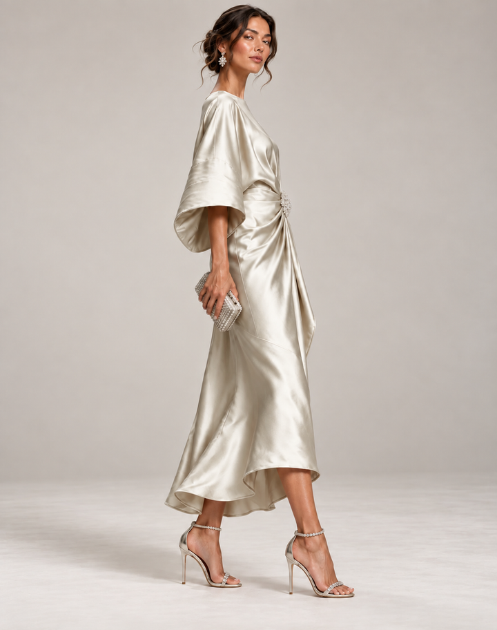 Mila - Smooth Satin Maxi Dress Wedding Guest Bridesmaid Evening Gown
