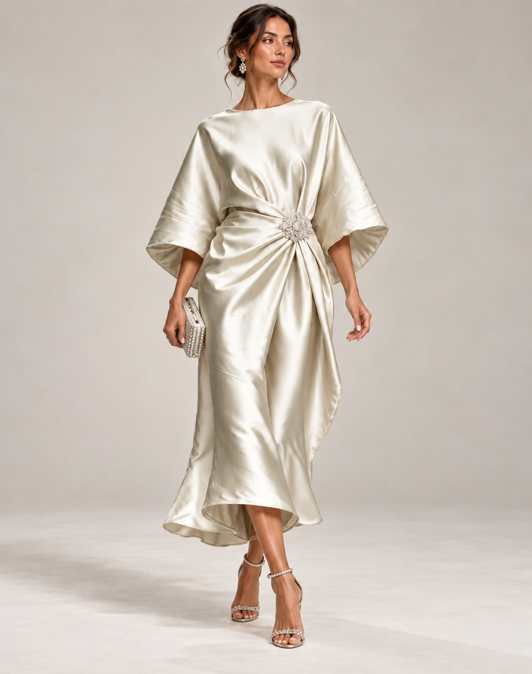 Mila - Smooth Satin Maxi Dress Wedding Guest Bridesmaid Evening Gown