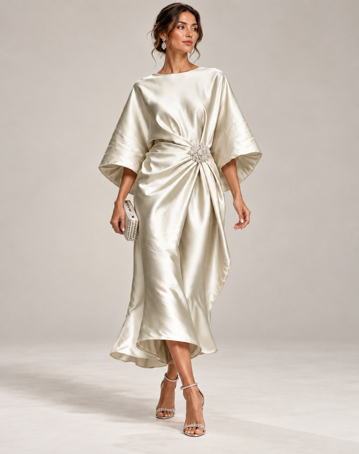 Mila - Smooth Satin Maxi Dress Wedding Guest Bridesmaid Evening Gown