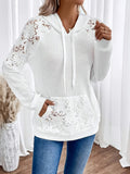Alexis - Waffle Knit Hoodie for Women with Floral Lace Panels
