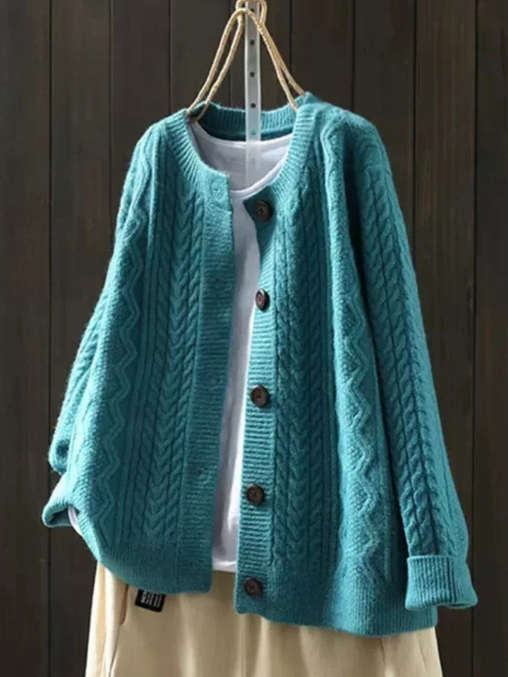 Damski Sweter Oversize z Warkoczowym Splotem Luźny Kardigan na Co Dzień 5