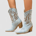 Camille - Women's Sleek Ankle Cowboy Boots with Western Stitching