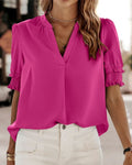 Carmen - V-Neck Short Sleeve Blouse