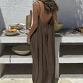 Cleo - Lightweight Backless Maxi Dress with Tie Back for Weddings