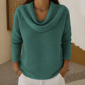 Dana - Women's Relaxed Cowl Neck Waffle Knit Sweater
