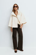 Diana - Belted High-Collar Cape Coat Office Evening