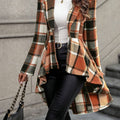 Draped Plaid Jacket with Notched Lapels and High-Low Hem for Women