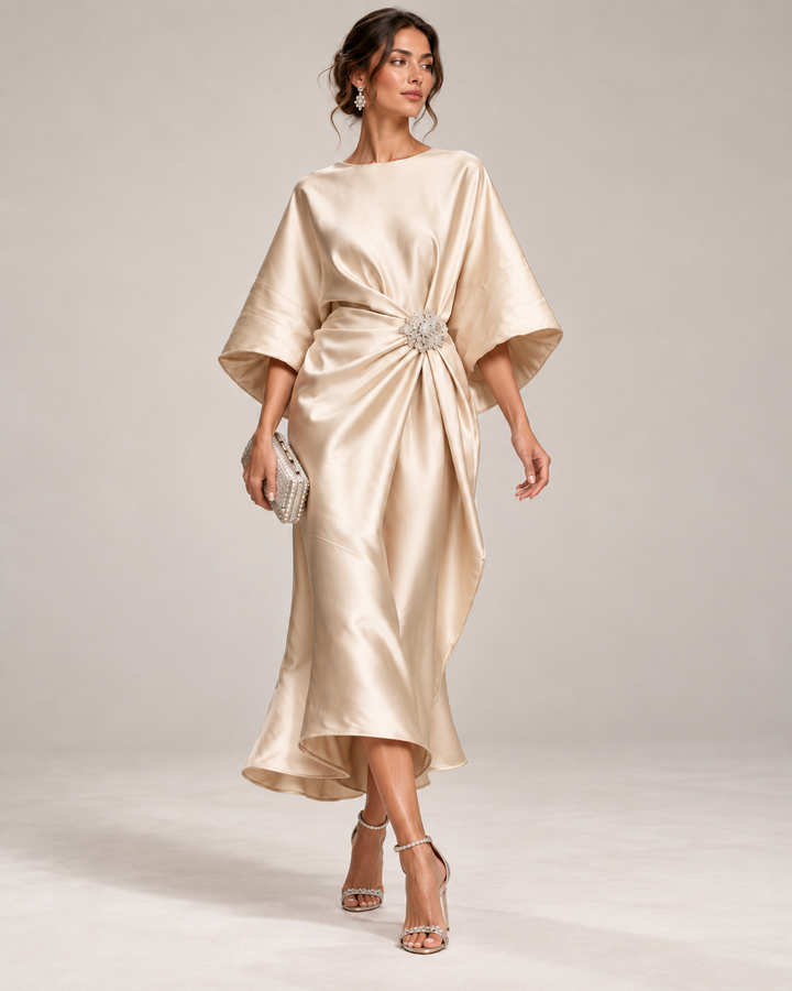 Mila - Smooth Satin Maxi Dress Wedding Guest Bridesmaid Evening Gown