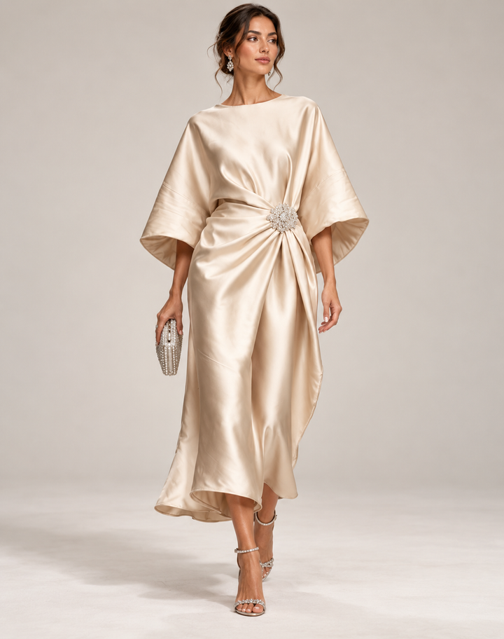 Mila - Smooth Satin Maxi Dress Wedding Guest Bridesmaid Evening Gown