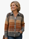 Emma - Plaid Cardigan for Women with Button Front and Collar