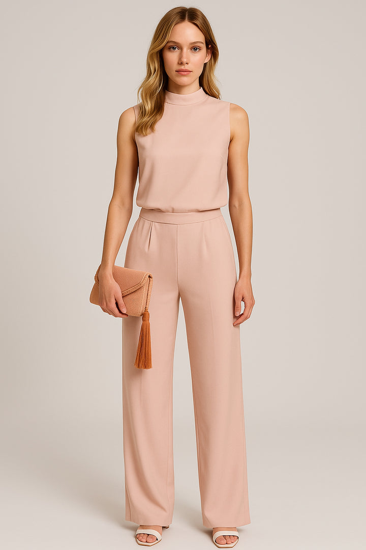Sleeveless wide-leg jumpsuit, full length view