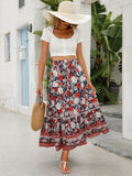 Faith - Floral Maxi Skirt with Lace Trim Boho Summer Outings