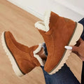 Fleece Lined Faux Suede Ankle Boots with Non-Slip Sole for Women