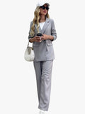 Freya - Two-Piece Suit Set with Lapel Blazer and Wide-Leg Pants