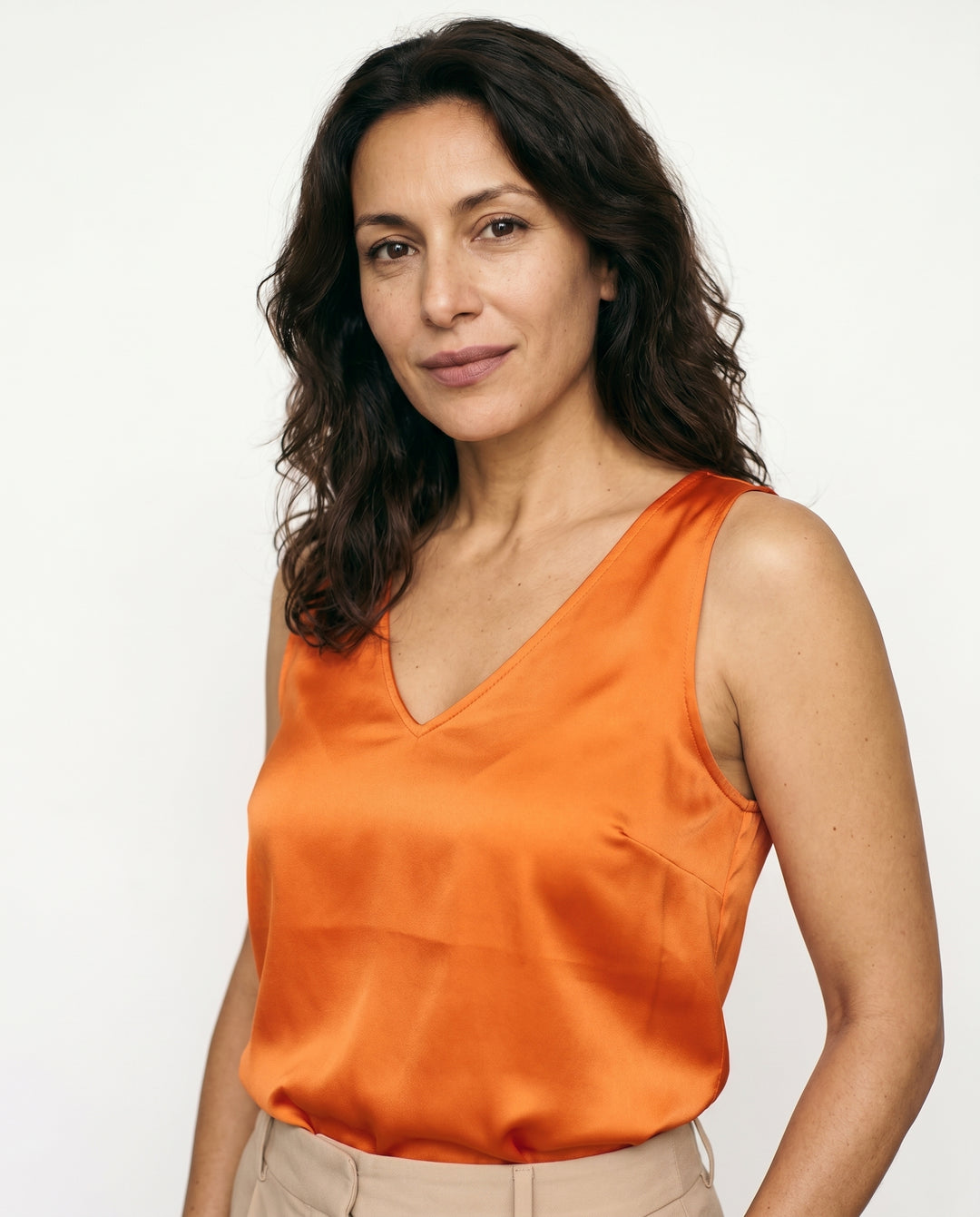leah-satin-v-neck-tank-orange-2