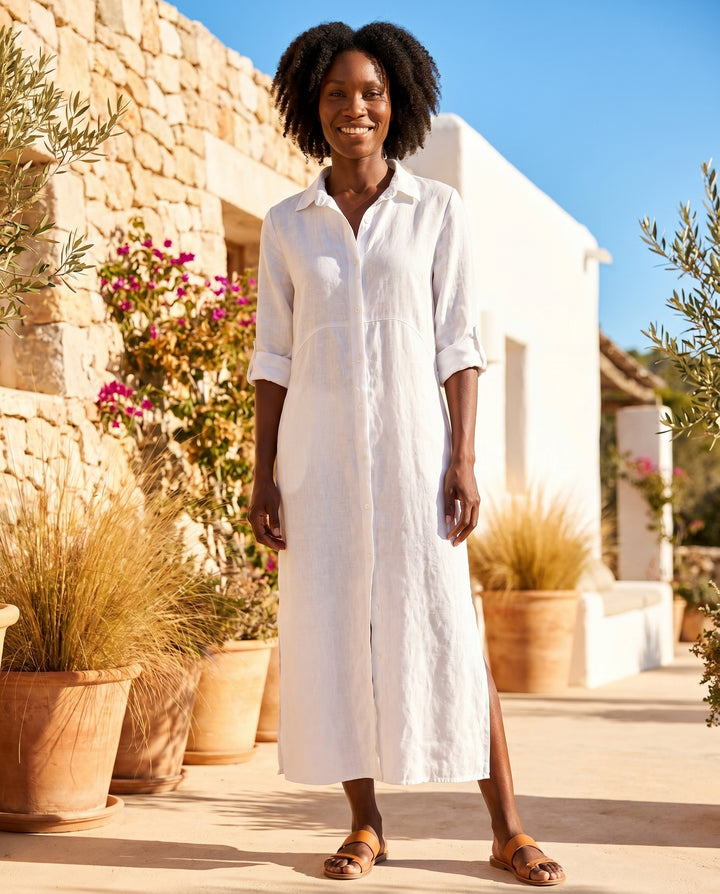 Sabrina - Linen Shirt Dress — hero shot