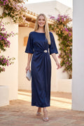 Freya - Fitted Satin Midi Dress Silky Cocktail Evening Wear