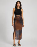 Imogen - Ruched Tie-Dye Midi Skirt