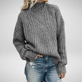 Jade - Women's Cozy Cable-Knit Pullover Sweater with Mock Neck